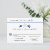 Tan Royal Blue Starfish boarding Pass RSVP Kaartje (Staand voorkant)