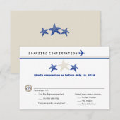 Tan Royal Blue Starfish boarding Pass RSVP Kaartje (Voorkant / Achterkant)