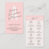 Tan roze Brow Lamination Aftercare Advocations Visitekaartje (Voorkant / Achterkant)