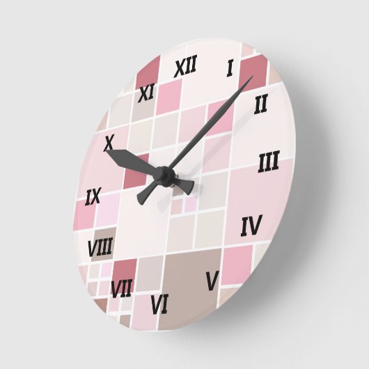 Tan Roze Geruite Muur Klok (Hoek)