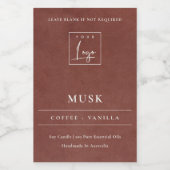 Tan Rust Terracotta Leather Logo Border Candle Voedselcontainer Etiket (Enkel label)