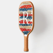 Tan Rustic American Flag Monogram Pickleball Paddle (Links)