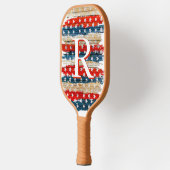 Tan Rustic American Flag Monogram Pickleball Paddle (Links)