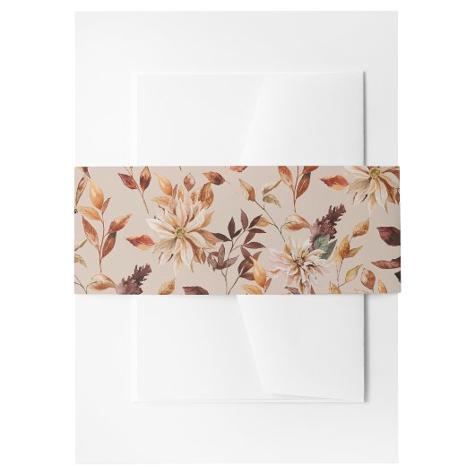 Tan Rustic Autumn Leaves Invitation Belly Band Uitnodigingen Wikkel