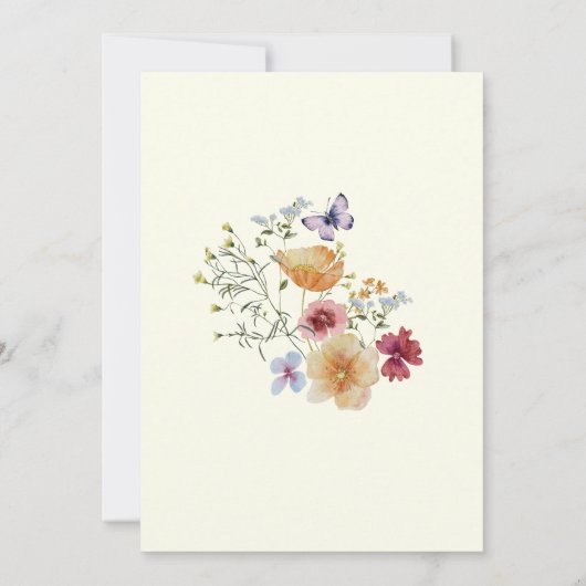 Tan Rustic Boho Wildflower Wedding Kaart (Achterkant)