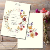 Tan Rustic Boho Wildflower Wedding Kaart