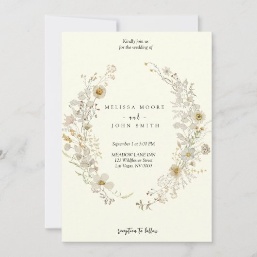 Tan Rustic Boho Wildflower Wedding Kaart (Voorkant)