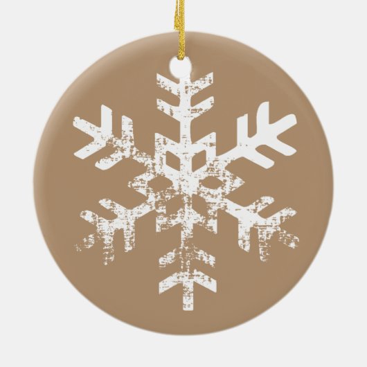 Tan Rustic Circle Photo Snowflakes Keramisch Ornament (Achterkant)