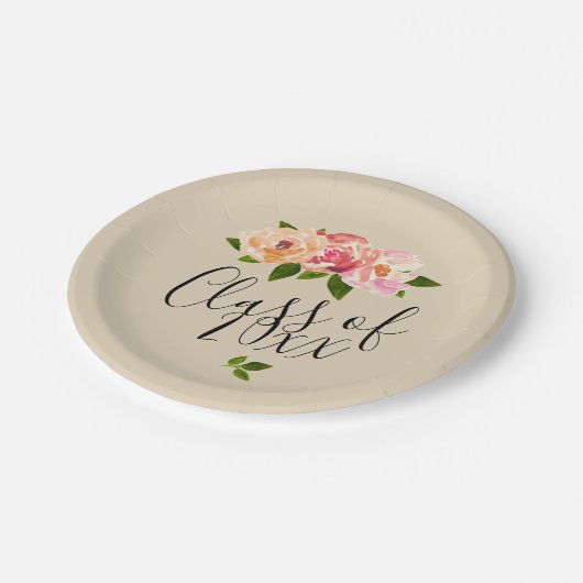 Tan rustic floral afstudeerder party bord (Gekanteld)