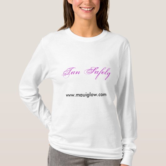 Tan Safely, www.mauiglow.com T-shirt (Voorkant)