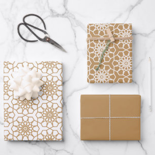 Tan Seamless Arabesque Pattern Inpakpapier Vel