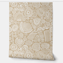 Tan Serenity: grillige doodle Behang