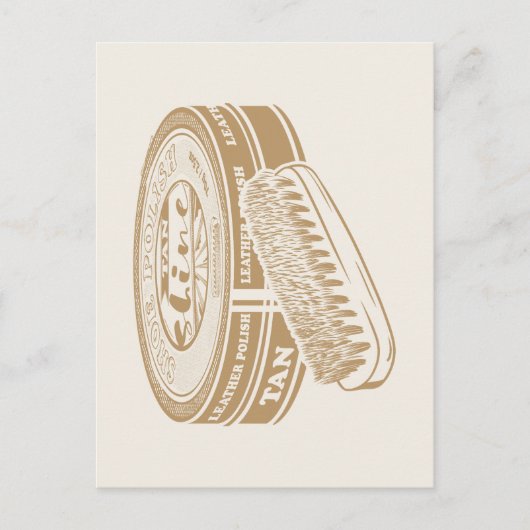 Tan shoepolish tin pop kunst briefkaart (Voorkant)