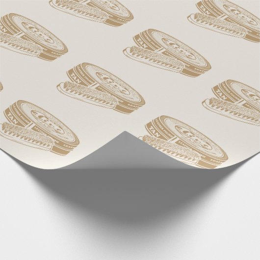 Tan shoepolish tin pop kunst cadeaupapier (Hoek)