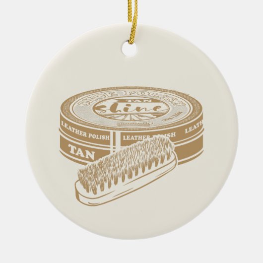 Tan shoepolish tin pop kunst keramisch ornament (Voorkant)