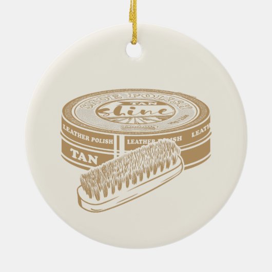 Tan shoepolish tin pop kunst keramisch ornament (Achterkant)