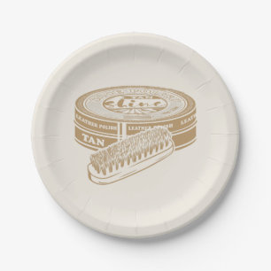 Tan shoepolish tin pop kunst papieren bordje