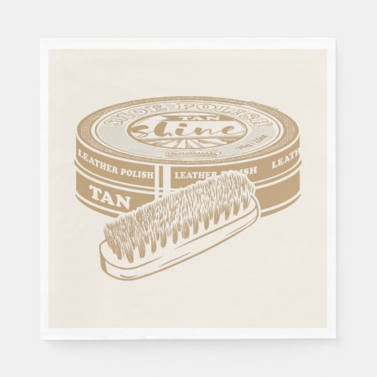 Tan shoepolish tin pop kunst servet (Voorkant)