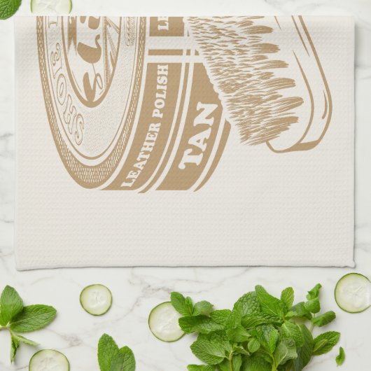 Tan shoepolish tin pop kunst theedoek (Gevouwen)