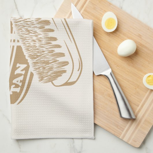 Tan shoepolish tin pop kunst theedoek (Quarter Fold)