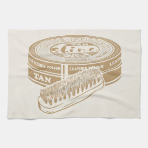 Tan shoepolish tin pop kunst theedoek