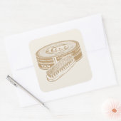 Tan shoepolish tin pop kunst vierkante sticker (Envelop)