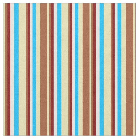 Tan, Sienna, Maroon, White & Deep Sky Blue, gekleu Stof (Close Up)