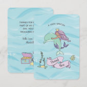 Tan Skin Paarse Zeemeermin met Dolfijn Bedankkaart (Voorkant / Achterkant)