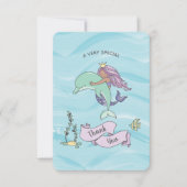 Tan Skin Paarse Zeemeermin met Dolfijn Bedankkaart (Voorkant)