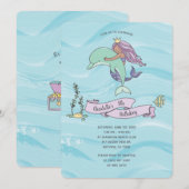 Tan Skin Paarse Zeemeermin met Dolfijn Verjaardag Kaart (Voorkant / Achterkant)