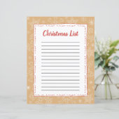 Tan Snowflake Kerstmis BG Santa Wish List (Staand voorkant)