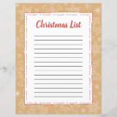 Tan Snowflake Kerstmis BG Santa Wish List (Voorkant)