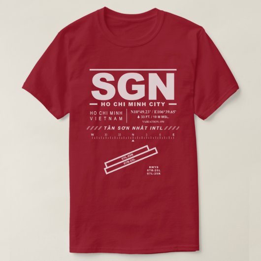 Tan Son Nhat Internationale Luchthaven SGN T-shirt (Design voorkant)