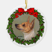 Tan Speelgoed Fox Terrier van Glenda S. Harlan Keramisch Ornament (Voorkant)