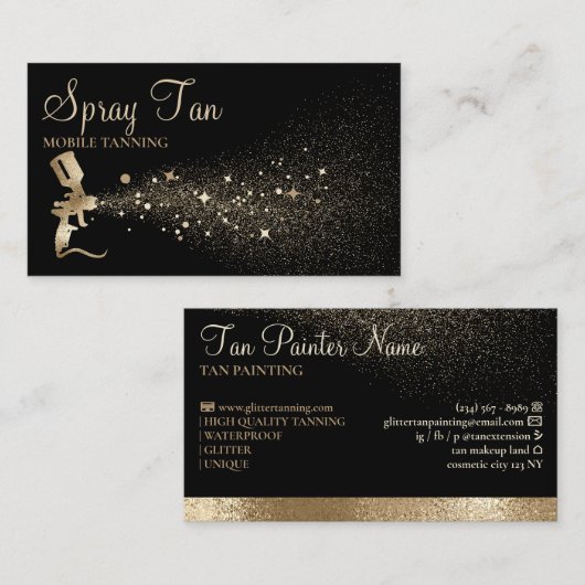 Tan Spray Fles Mousserend Gold Visitekaartje (Voorkant / Achterkant)