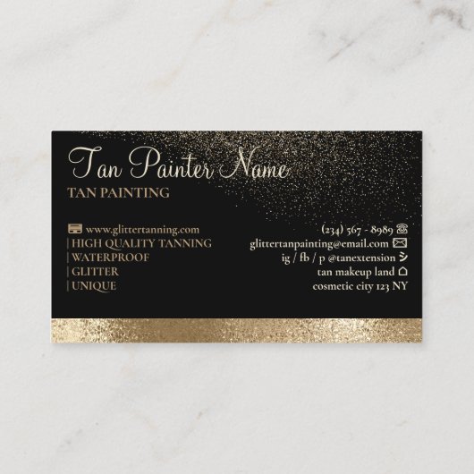 Tan Spray Fles Mousserend Gold Visitekaartje (Achterkant)