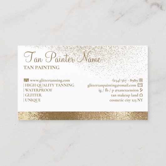 Tan Spray Sparking Gold Visitekaartje (Achterkant)
