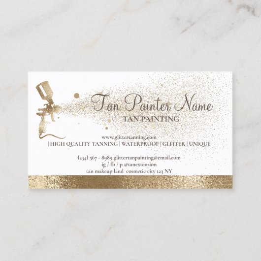 Tan Spray Sparkling Gold Afspraak Visitekaartje (Achterkant)