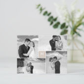 Tan Square Monogram 4 Foto bruiloft Hartelijk dank Briefkaart (Staand voorkant)