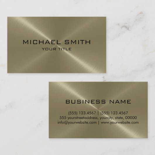 Tan Stainless Steel Metal Visitekaartje (Voorkant / Achterkant)