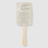 Tan Starfish Beach Wedding Program Fan Handwaaier (Voorkant)