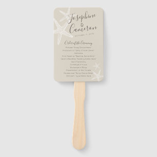 Tan Starfish Beach Wedding Program Fan Handwaaier