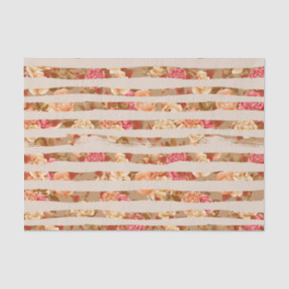 TAN STREPEN MET ROZE PERZIK & CRÈME BLOEMEN TISSUEPAPIER