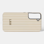 Tan Stripe Vintage Design Tiny Initials Monogram Samsung Galaxy Hoesje (Achterkant horizontaal)