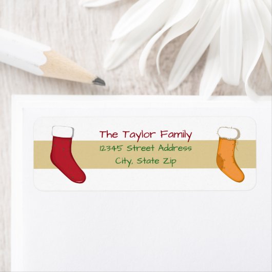 Tan Stripes Stocking - Retouradreslabel Etiket (Insitu)