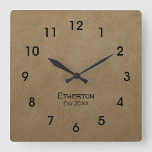 Tan Stucco Pattern Acrylwandklok Vierkante Klok