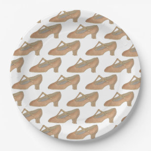 Tan T-Strap tekenschoen dans musical theater Papieren Bordje