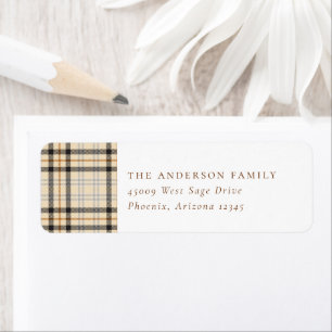 Tan Tartan Pset Patroonadres Etiket