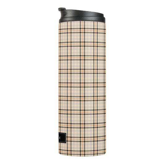 Tan Tartan Pset Pattern Thermosbeker (Geroteerd rechts)