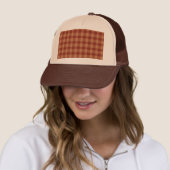 Tan Tartan Trucker Hat Pet (In situ)